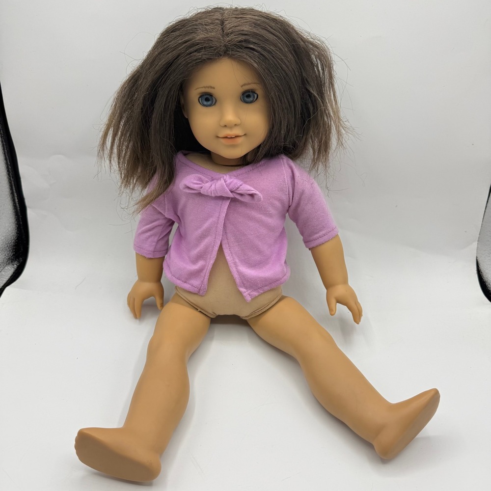 American Girl Chrissa Maxwell Doll 18" Brown Blue Girl of the Year 2009 Cardigan